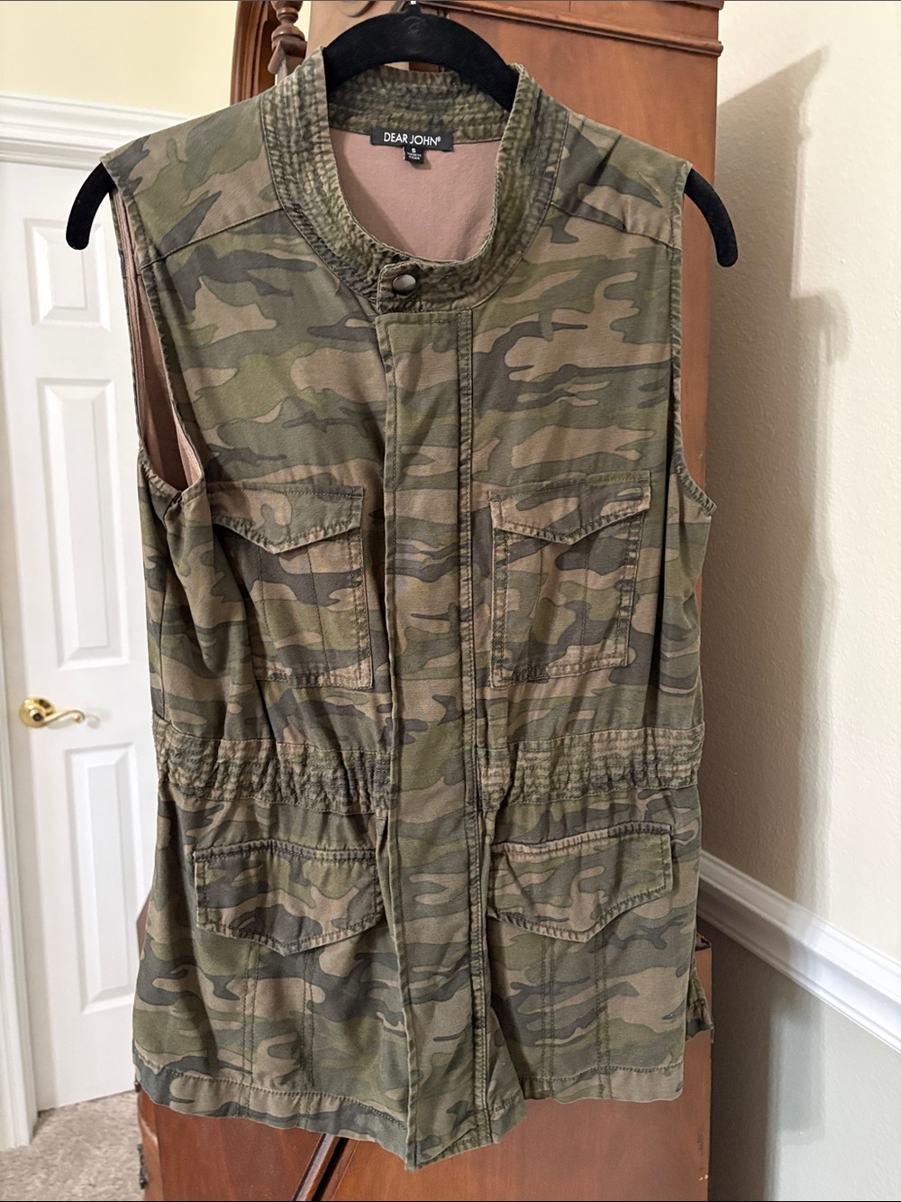 Dear John Camouflage Utility Cargo Military Vest Darker Olive & Khaki Festival